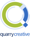 Logo of Quarry Creative featuring a green and blue circular design with stylised text.